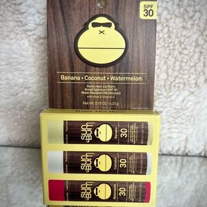 Sun Bum SPF 30 Sunscreen Lip Balm Trio - Banana, Coconut, Watermelon